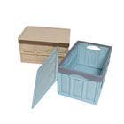 صندوق تخزين بلاستيكي بغطاء قابل للطي متعدد السطور ، أدوات تجميل قابلة للغسل قابلة للطي مع غطاء